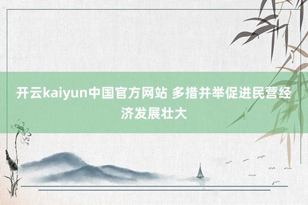 开云kaiyun中国官方网站 多措并举促进民营经济发展壮大