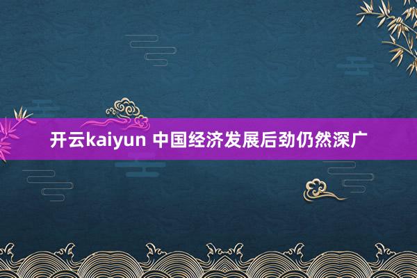 开云kaiyun 中国经济发展后劲仍然深广