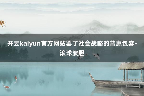 开云kaiyun官方网站罢了社会战略的普惠包容-滚球波胆