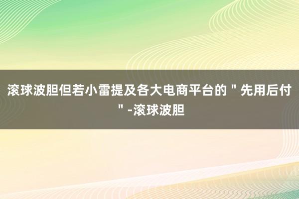 滚球波胆但若小雷提及各大电商平台的＂先用后付＂-滚球波胆